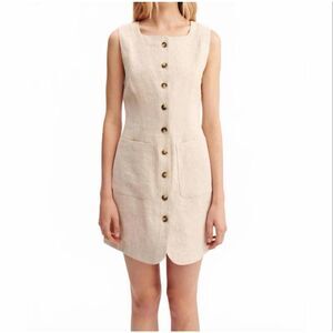 Posse Emma Button Down Mini Dress in Natural XS